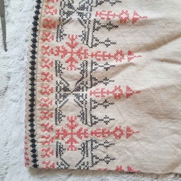 Ann Taylor Loft Cotton Linen Stitch Embroidered Beige Pencil Mini Skirt - Picture 2 of 9